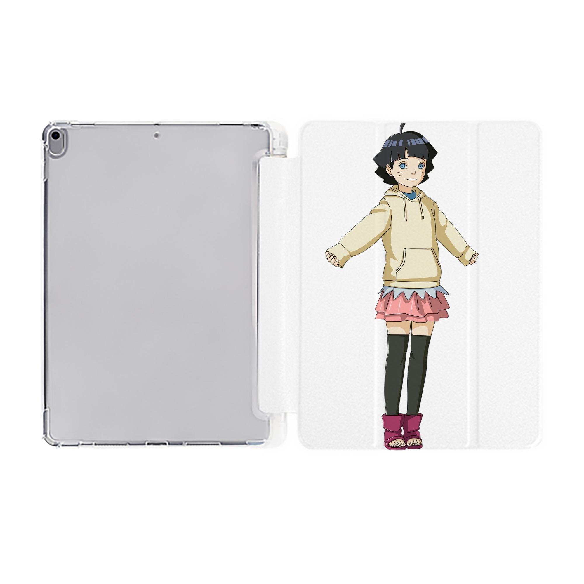 （画像用） NARUTO -ナルト- うずまき ヒマワリ Uzumaki Himawari IPad ケース ペン収納付き 三つ折りスタンド PUレザー×シリコン 対応機種9.5/10.5/10.9インチ
